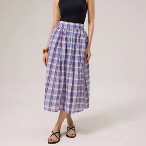 NWT love bonito Crinkled Plaid High Waist Flare Midaxi Skirt